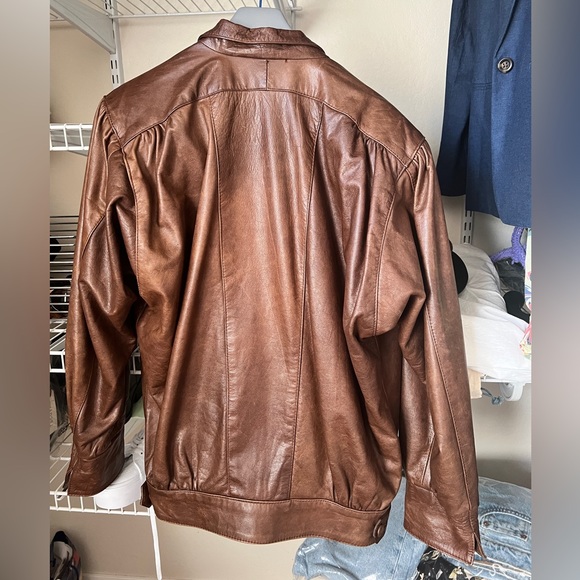 Vintage 1990's Brown Leather Jacket M/L - Picture 6 of 6